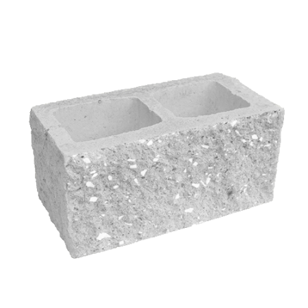 Блок пустотелый с двумя гранями колотой фактуры Besser на сером цементе
