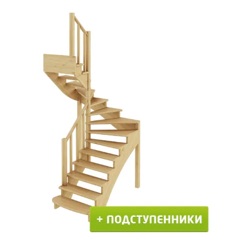 Лестница К-003м/3 с подступенками Л бук