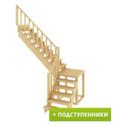Лестница К-002м/2 с подступенками Л дуб