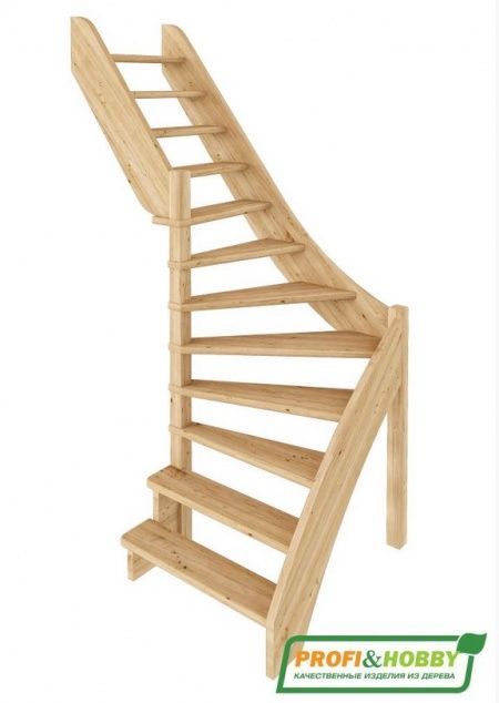 Лестница ЛС-92м/2 без подступенков Л сосна