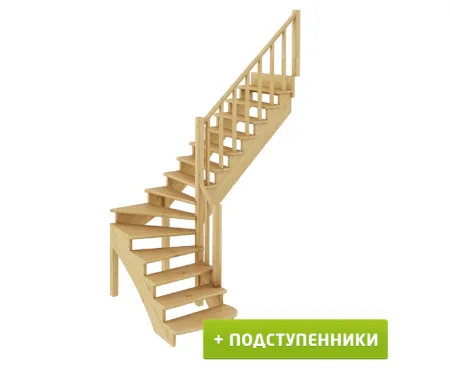 Лестница К-001м/2 с подступенками П дуб