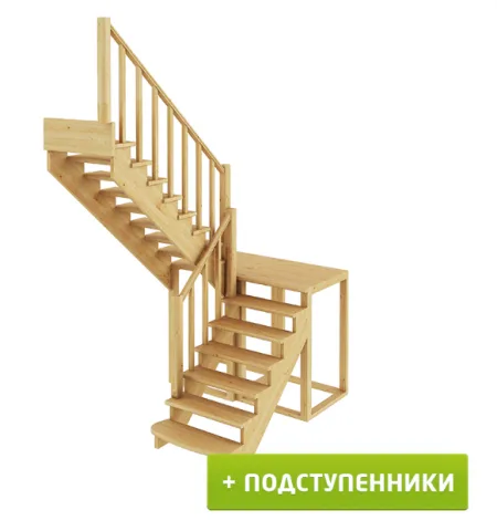 Лестница К-004м/3 с подступенками Л сосна