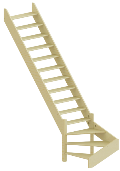 Лестница ЛС-14м без подступенков Л дуб (без поручня)