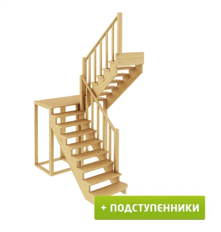 Лестница К-004м/2 с подступенками П дуб